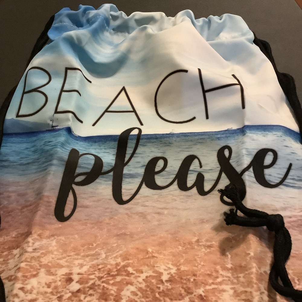 Beach Please Drawstring Backpack - Picture 2 of 3